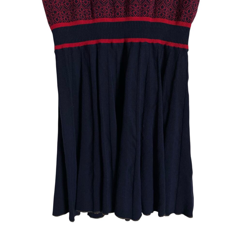 Draper James Magnolia Navy Red Fit & Flare Knit Short Sleeve Sweater Dress Sz M - Picture 10 of 15